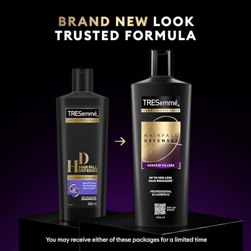 Tresemme Hair Fall Defence, Shampoo, 340ml, for Strong Hair, with Keratin Protein, Prevents Hairfall due to Breakage, Nourishes Dry Hair & Frizz, for Men & Women