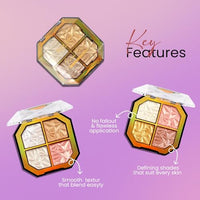 Seven Seas Moon Face Shimmery Highlighter & Eyeshadow Palette | Highly blend-able | Highlighter Palette For Women (Multicolor 02, 12g)