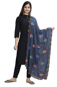DIAMO Women's  Phulkari Chiffon Dupatta