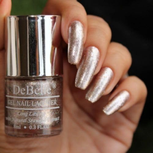 DeBelle Gel Nail Polish Sparkling Dust (Glitter Nail Paint)|Non UV - Gel Finish |Chip Resistant | Seaweed Enriched Formula| Long Lasting|Cruelty and Toxic Free| 8ml