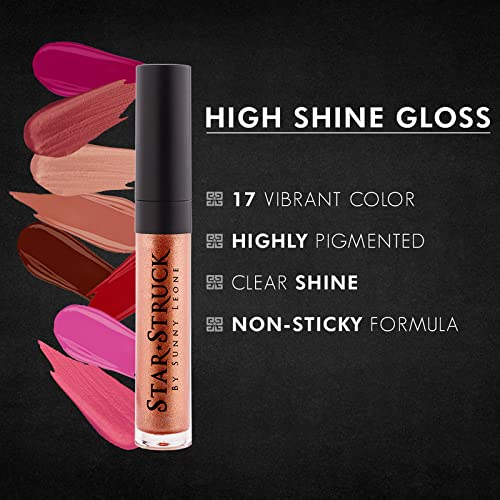 STARSTRUCK BY SUNNY LEONE Glossy Liquid Lip Color, Shimmer Orange | Highly Pigmented, Hi-Shine & Non-Sticky Formula | Lip Gloss For Girls, Women | Stardust