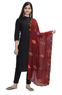 DIAMO Women's  Phulkari Chiffon Dupatta