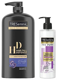 Tresemme Hair Fall Defence Shampoo, 1 Ltr & TRESemme Pro Pure Damage Recovery Conditioner, with Fermented Rice Water, Sulphate Free & Paraben Free, for Damaged Hair, 390 ml