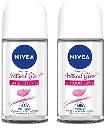 NIVEA Natural Glow Smooth Skin Deodorant Roll On for Women, 50ml (originally Whitening Smooth Skin) (Pack of 2)