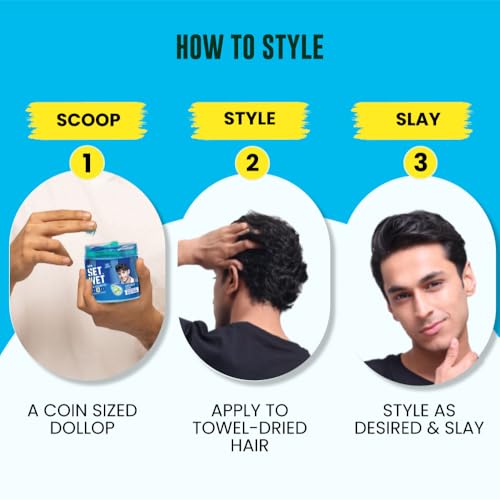 Set Wet Styling Hair Gel for Men - Casually Cool, 250gm | Medium Hold, High Shine | For Medium to Long Hair |No Alcohol, No Sulphate