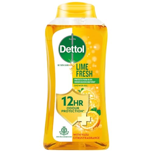 Dettol Body Wash and Shower Gel for Women and Men,Lime fresh, Refresh - 250ml | Soap-Free Bodywash | 12h Odour Protection