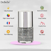 DeBelle Gel Nail Polish Shimmer Top Coat (Holo Shimmer Transparent Nail Paint)|Non UV - Gel Finish |Chip Resistant | Seaweed Enriched Formula| Long Lasting|Cruelty and Toxic Free| 8ml