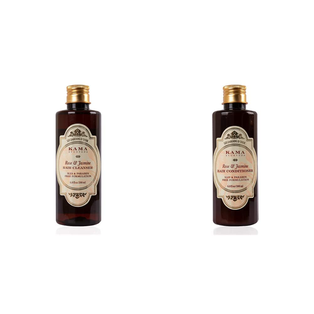 Kama Ayurveda Rose & Jasmine Hair Cleanser (Shampoo), 200ml+Kama Ayurveda Rose & Jasmine Hair Conditioner, 200ml