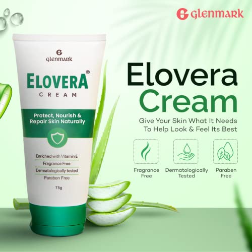 Elovera Moisturising Cream 75g | For Dry Skin | with Aloe Vera & Vitamin E | Protects, Nourishes and Repairs Skin | Paraben Free | Fragrance Free (Pack of 2)