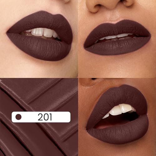 Seven Seas Mocha Lips Matte Liquid Lipstick | Non-Transfer Liquid Lipstick | 12 Hours Long Lasting | Highly Pigmented | Intense Color Payoff | Smudgeproof Liquid Lipstick for Women (201, 4ml)