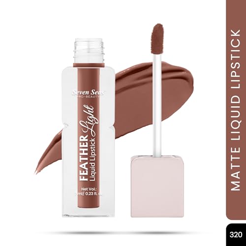 Seven Seas Feather Light Liquid Lipstick | Matte Finish Liquid Lipstick | Long Lasting | Non Transfer | One Coat Application | Stay Upto 12 Hours (320, 6ml)