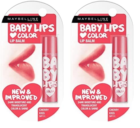 Maybelline New York Lip Balm, With SPF, Moisturises and Protects from the Sun, Pink Lolita & Baby Lips Cherry Kiss, Baby Lips, Pink Lolita, Cherry Kiss, 4g (Pack of 2)