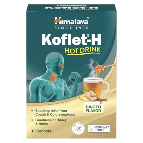 Himalaya Koflet-H Hot Drink | Ginger Flavor | Pack of 10 Sachets | Relief from Cough and Cold Symptoms | Contains Honey | Has Goodness of Herbs