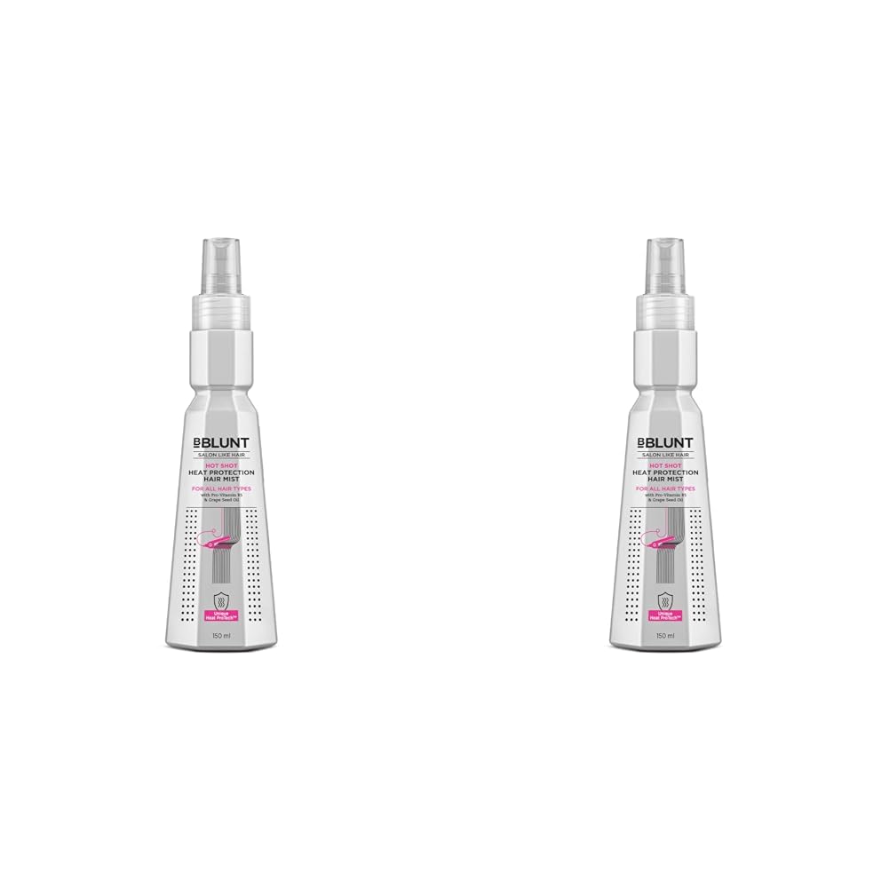 BBlunt Hot Shot Heat Protection Mist | Damage Protect | with Grapeseed Oil & Provitamin B5-150 ml (Pack of 2)
