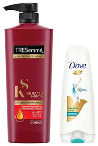 TRESemme Keratin Smooth Shampoo, 580ml And Dove Dryness Care Conditioner, 180ml
