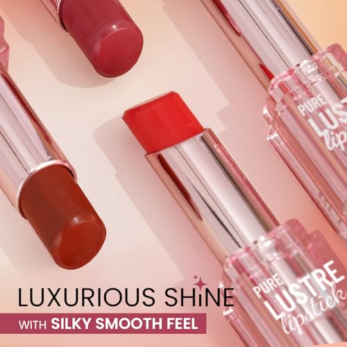Swiss Beauty Pure Lustre Lipstick | High Shine Finish | Smooth Glide | With Olive Oil & Vitamin E | Hydrating | Shade- Bleached Pink, 3.8gm