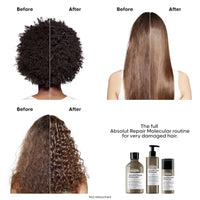 L'OREAL PROFESSIONNEL PARIS Absolut Repair Molecular Deep Repairing Rinse-off Serum for Damaged Hair - 250 ml | Repairs Very Damaged Hair and Restores Strength With 2% Peptides Bonder & 5 Amino Acids
