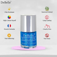 DeBelle Gel Nail Polish La Azure (Blue Nail Paint)|Non UV - Gel Finish |Chip Resistant | Seaweed Enriched Formula| Long Lasting|Cruelty and Toxic Free| 8ml