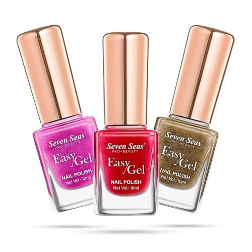 Seven Seas Easy Gel Nail Polish | Quick Dry Gel Nail Polish, Pack of 3 (Combo-17, 30ml)