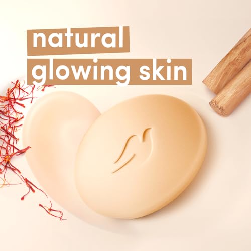Dove Sandalwood Beauty Bar for Naturally Glowing Skin with 100% Natural Origin Sandalwood and Real Saffron Extracts 125g (Pack of 3)