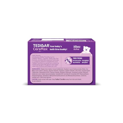 Tedibar Ceramax Bathing Bar - 75g Enriched with Ceramides & Vitamin E |100% Soap Free| Skin friendly pH – By Torrent Pharma