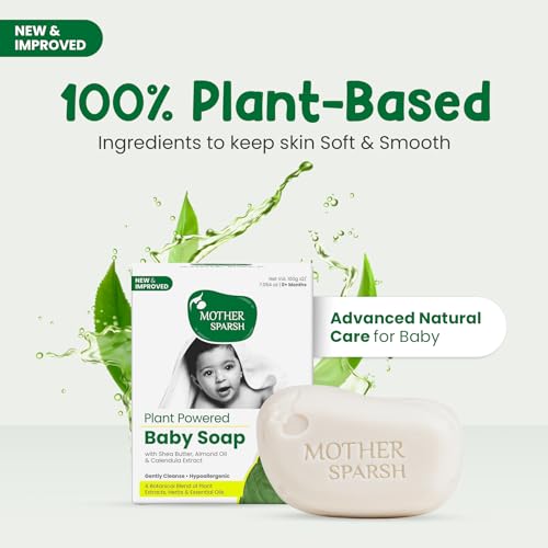 Mother Sparsh Plant Powered Natural Baby Soap - Pack of 2X75g | Hypoallergenic & Tear-Free Soap for Babies, Newborns