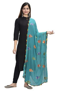DIAMO Women's  Phulkari Chiffon Dupatta