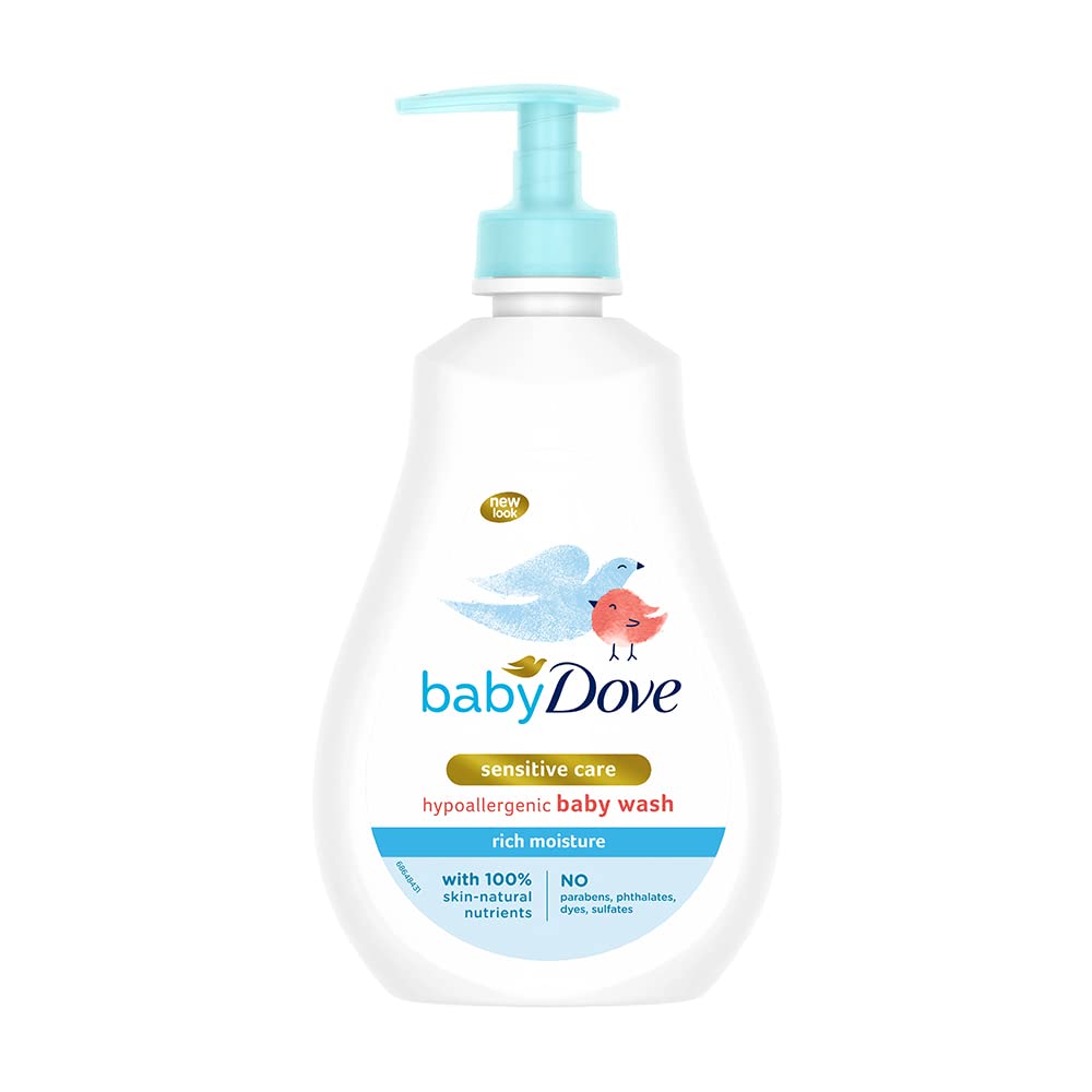 Baby Dove Rich Moisture Hair to Toe Baby Wash 400 ml, No Tears Body Wash for Baby's Soft Skin - Hypoallergenic, No Sulphates, No Parabens