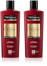 TRESemme Keratin Smooth Shampoo 340 ml|| With Keratin & Argan Oil for Straighter|| Shinier Hair - Nourishes Dry Hair & Controls Frizz|| For Men & Women (Pack of 2)