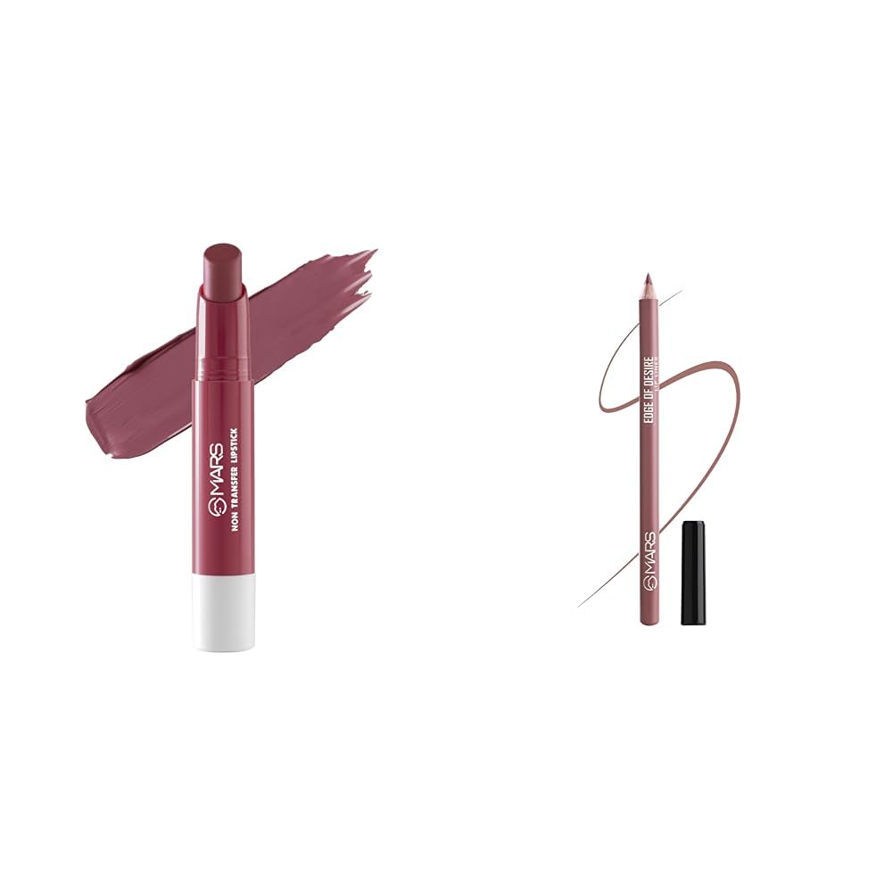 MARS Matte Super Stay LipstickWaterproof Lipstick for Women (2.6 gm) (07-SURREAL) Matte Lip Liner | One Swipe Smooth Application | Long Lasting Lip Pencil (1.4gm) (16-PEACHY GLOW)