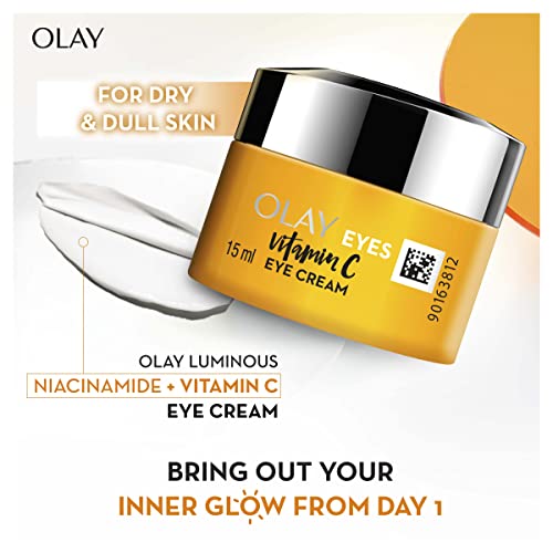 olay eye cream | Reduces Dark Circle, Wrinkles and Puffiness | With Peptides and Niacinamide | Normal, Oily, Dry & Combination Skin l Paraben & Sulphate free | 15ml (Vitamin c)