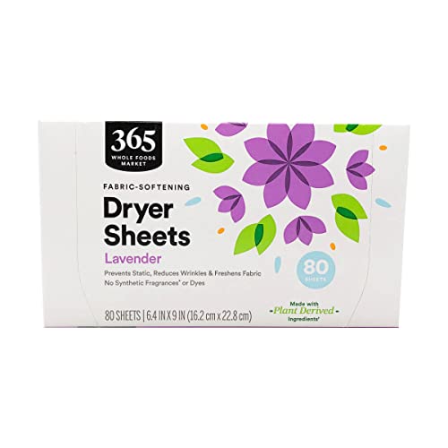 365 Dryer Sheets Fabric Softener Lavender, 80 Count