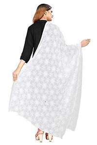 AKSHAR LLC Women's  Designer Pure Chiffon Dupatta with Pure Cotton Thread Embroidery Work