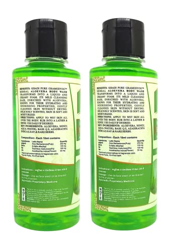 Khadi Pure Herbal Aloe Vera Body Wash, 210 ml (Pack of 2)