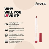MARS Retractable Poppins Long Lasting Lip Crayon | Matte Finish | Smudge Proof & Kiss Proof Crayon Lipstick for Women (1.3 gm) (14-DRIPPING SYRUP)