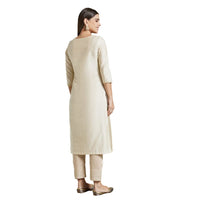 Kashish Women's  Viscose Embroidered Round Neck Straight Fit Kurta