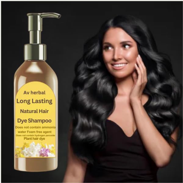 AV Herbal International Hair Dye Shampoo | Natural Black Hair Color | 3-in-1 Color, Cleanse & Nourish | 300ml