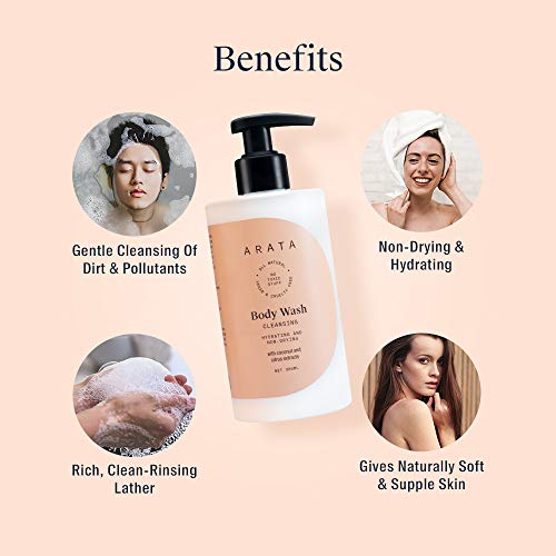 Arata Natural Hydrating & Non-Drying Body Wash With Coconut & Citrus Extracts || All-Natural, Vegan & Cruelty-Free || Gentle Daily Cleansing For Women & Men - (300 ML)