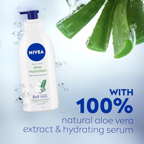 NIVEA Aloe Hydration Body Lotion 600 ml | 48 H Moisturization | Refreshing Hydration | Non Sticky Feel | With Goodness of Aloe Vera For Instant Hydration In Summer | For Men & Women