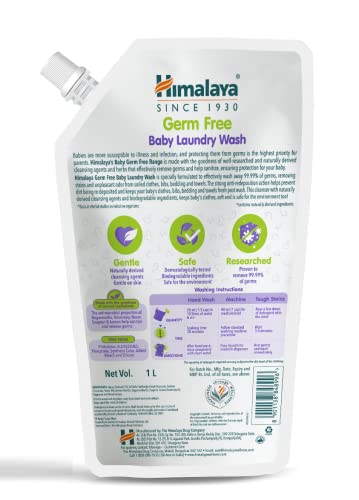 Himalaya Germ Free Baby Laundry Wash 1 L Pouch Liquid, White, (7004801)