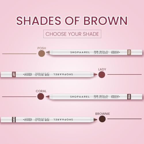 SHOPAAREL BE BOLD Lip & Eye Pencil, 2-in-1 Lip & Eye Liner, Creamy & Blendable, Lip Liner, Built-In Sharpener, Matte Finish, Eye Liner, Intense Pigment, Smudge-Proof, Long Lasting-0.4 Gm, Soft