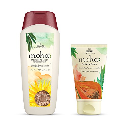 Moha Herbal Moisture Lotion 200 ml & Foot Cream Papaya 50 gm for For Rough Dry skin and Cracked Heel | Combo Pack of 2