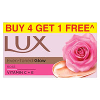 Lux Even-toned Glow Bathing Soap infused with Vitamin C & E |For Superior Glow|Buy 4 Get 1 Free|150g