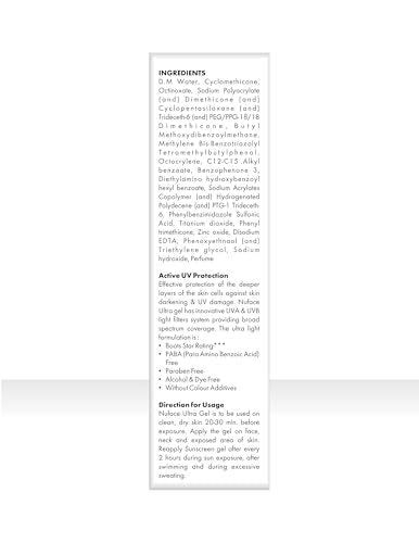 Nu face Ultra Sunscreen SPF 40+ Gel, Oil Free, Water Resistant, Matte Finish Effect, UVA & UVB Protection, PA+++