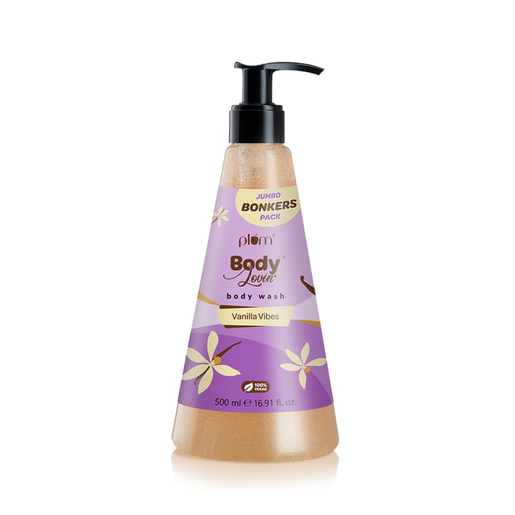 Plum Bodylovin' Vanilla Vibes Body Wash | SLS-Free Creamy Body Wash for Women | Shower Gel with Long Lasting Vanilla Fragrance | Aloe-Infused Nourishing Body Cleanser for Soft & Smooth Skin - 500ml