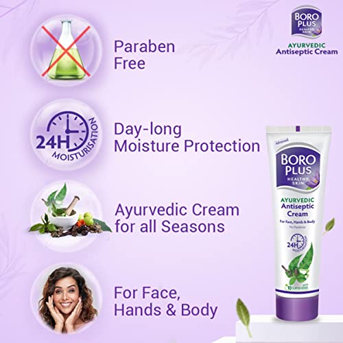 Boroplus Antiseptic Cream Provides 24Hrs Moisturisation Ayurvedic Cream For All Aeasons Hand Cream, Body Cream & Face Cream, Moisturises Dry Skin With Goodness Of Neem, Tulsi And Aloe Vera, 120Ml