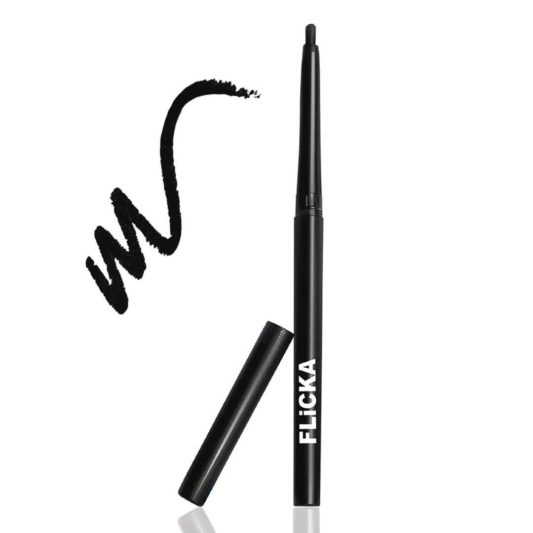 FLiCKA Breathtaking Eyes Twist Kajal Waterproof, Smudge Proof, Longlasting, Dermatologically approved, Intense Colour, Black, 0.30g