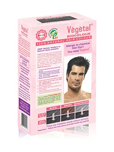 Vegetal Bio Hair Colour - Soft Black | 50g | Achieve Natural, Ammonia-Free Hair Color | PPD-Free, 100% Herbal Certified Organic for Men and Women | UV Protection and Luster Maintenance | Complete Kit