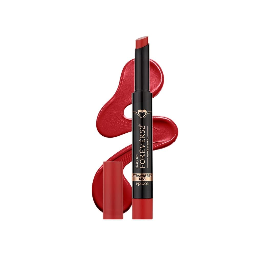 Daily Life Forever52 Hydra Lipstick, Semi-Matte Finish| Enriched with Hyaluronic Acid, Vitamin E & UVB Filter| 97% Lip Darkness Reduction | Vegan & Cruelty Free (STRAWBERRY KISS-03, 2g)