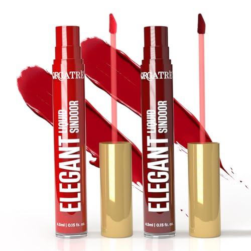 Orgatre Sindoor Liquid Red & Maroon For Women Combo Pack | Long-Lasting, Smudge-Proof & Skin-Friendly | Ideal for Regular Wear, Weddings, Festivals & Traditional Ceremonies | Each 4.5ml
